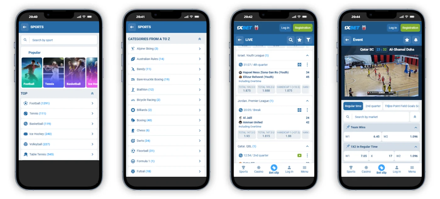 1xBet Sports Betting App Screenshot